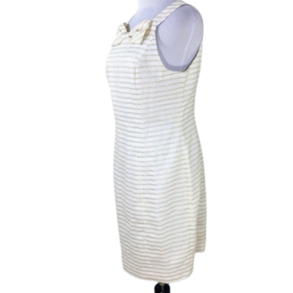 Lilly Pulitzer Henley Dress NWT Size 6 White Gold Metallic Stripes Bow - Picture 4 of 14